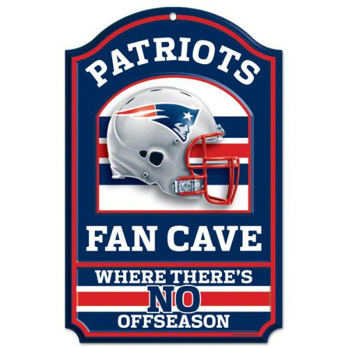 NFL New England Patriots Fan Cave Wood Sign, 11" x 17" NFL New England Patriots Fan Cave Wood Sign, 11" x 17"