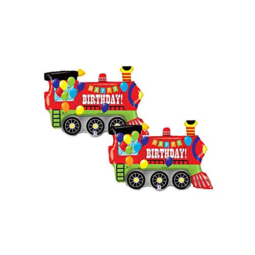 Set of 2 Happy Birthday Colorful Train 37" Foil Party Balloons