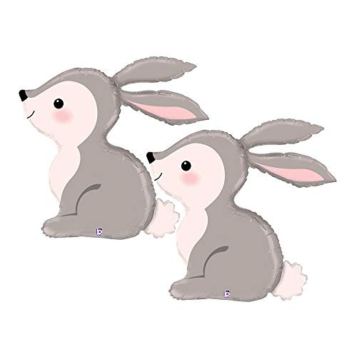 Set of 2 Adorable Woodland Bunny 36" Foil Party Balloons Set of 2 Adorable Woodland Bunny 36" Foil Party Balloons
