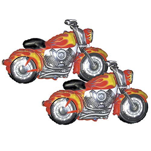 Set of 2 Flaming Red Motorcycle Jumbo 45" Foil Party Balloons Set of 2 Flaming Red Motorcycle Jumbo 45" Foil Party Balloons