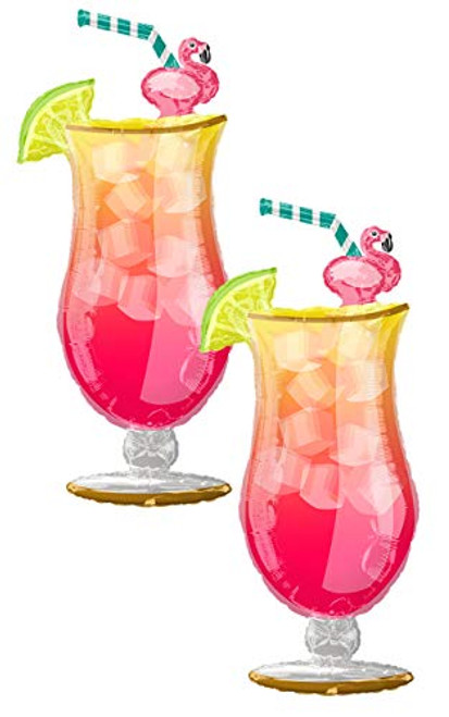 Set of 2 Jumbo Tropical Drink 41" Foil Party Balloons Set of 2 Jumbo Tropical Drink 41" Foil Party Balloons