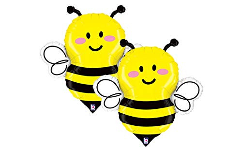 Set of 2 Adorable Yellow Bumblebee 34" Foil Party Balloons Set of 2 Adorable Yellow Bumblebee 34" Foil Party Balloons