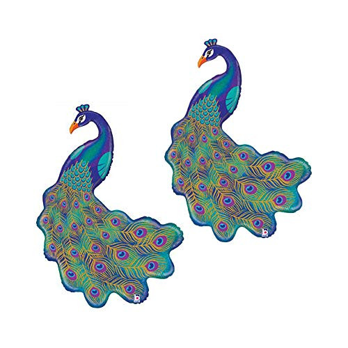 Set of 2 Glitter Peacock 42" Foil Party Balloons