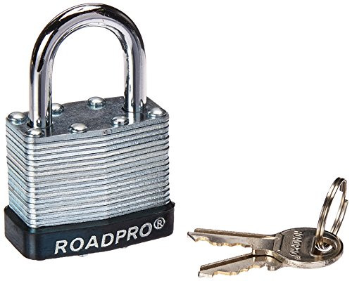 RoadPro RPLS-40/2 40mm Laminated Steel Padlock with Bumper Guard and 1" Shackle, (Pack of 2)
