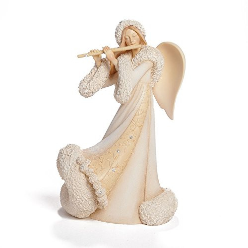 Enesco Foundations Gift Christmas Angel Playing Flute Figurine, 7.68-Inch