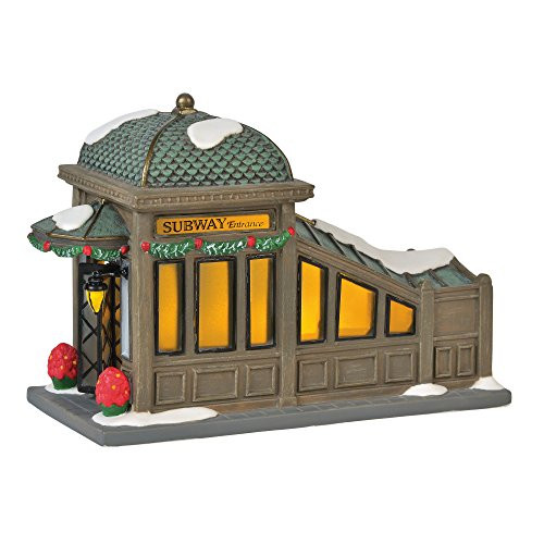 Department 56 Christmas in The City Village Accessories 56th Street Subway Station Lit Figurine, 4.75", Multicolor