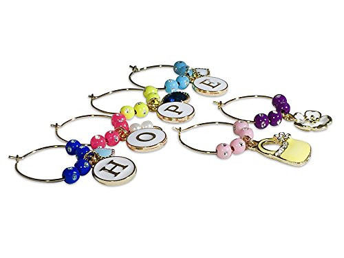 Wine Glass Charms, HOPE Themed Drink Markers, Gift Set of 6
