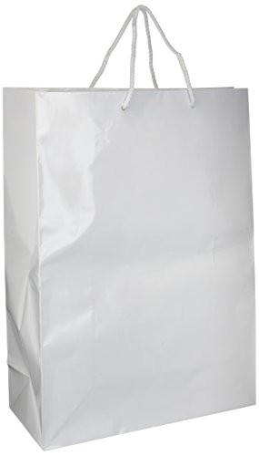 Amscan 47098.08 Party Favors Glossy Bag, 16 3/4"H x 12 3/8"W x 5 1/2"D, White