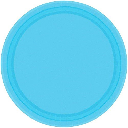 Amscan 64015.54 Round Dessert Tableware, Carribean Blue Plates, 7",