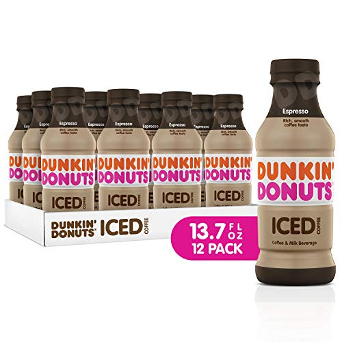 Dunkin Donuts Iced Coffee, Espresso, 13.7 Fluid Ounce (Pack of 12)