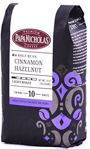 PapaNicholas Coffee Whole Bean Coffee, Cinnamon Hazelnut, 10 Ounce