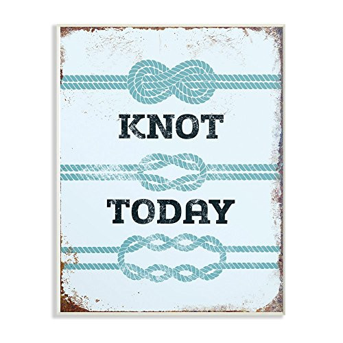 The Stupell Home Decor Collection Knot Today Funny Ocean Beach Typography Wall Plaque Art, 10" x 15", Multi-Color