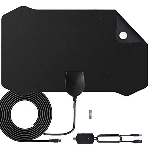 HDTV Antenna Amplified Digital TV Antenna 120+ Mile Range 4K 1080P Indoor Powerful HDTV Amplifier Signal Booster VHF UHF Freeview Television Local Channels w/Detachable Sign (Dark Black) (Large)
