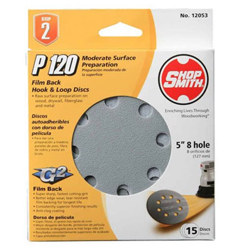 Shopsmith 12053 120 Grit Aluminum Oxide Sanding Discs (15 pack), 5'