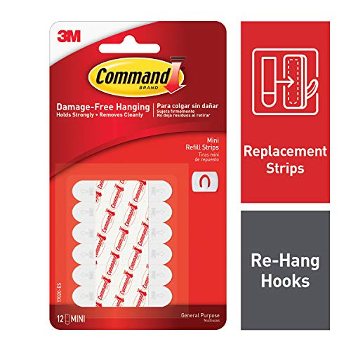 Command Replacement Strips, Medium, 12 strips, Re-Hang Indoor Hooks (17020-ES)