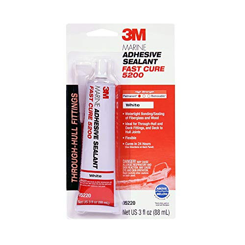 3M Marine Adhesive Sealant Fast Cure 5200 (05220)  Fast Cure Permanent Bonding and Sealing for Boats and Marine Applications  White  3 oz. 6/Pk