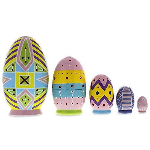 Set of 5 Ukrainian Easter Eggs Pysanky Wooden Nesting Dolls 5 Inches Set of 5 Ukrainian Easter Eggs Pysanky Wooden Nesting Dolls 5 Inches
