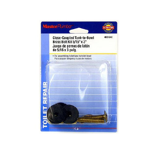 Toilet Tank to Bowl Solid Brass Bolts 5/16-Inch by 3-Inch with Rubber and Metal Round Washers and Wing and Hex Nuts