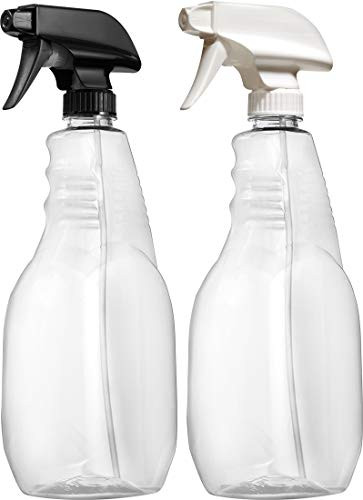 Empty Spray Bottles for Cleaning Solution with Color Coded Trigger Sprayers, 32 Ounce, Adjustable Head Sprayer from Fine to Stream (Black&White Sprayers)
