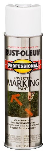 Rust-Oleum 2592838 Professional Inverted Marking Spray Paint, 15 oz, White