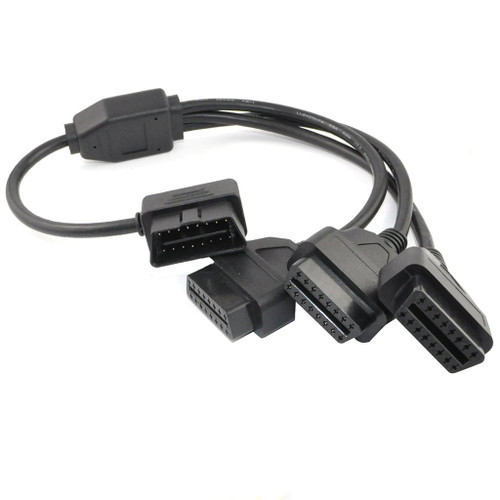 OLLGEN OBD2 Splitter Cable,OBD-II Extension Cable,1 Male to 3 Female Car Diagnostic Extender Cord Adapter,16 Pin Right Angle,1.6ft/50cm