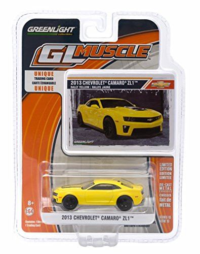 2013 CHEVROLET CAMARO ZL1 (Rally Yellow) * GL Muscle Series 13 * 2015 Greenlight Collectibles Limited Edition 1:64 Scale Die-Cast Vehicle & Collector Trading Card