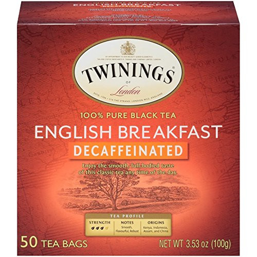 Twinings of London Decaffeinated English Breakfast Herbal Tea Bags, 50 Count