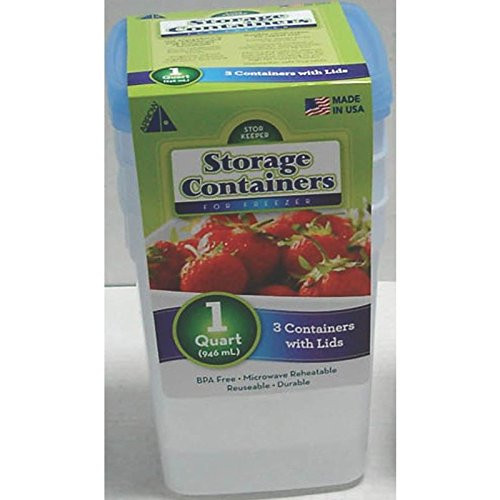 Arrow Plastic 00044 3 Pack 1 Qt Stor-Keeper Freezer Storage Containers