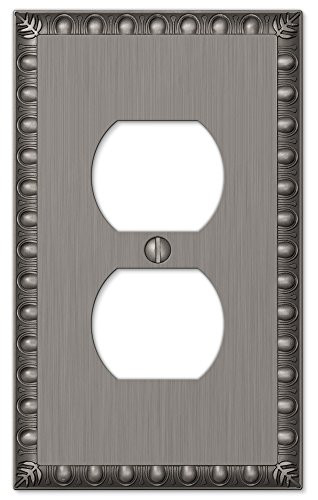 Amerelle Egg & Dart Single Duplex Cast Metal Wallplate in Antique Nickel