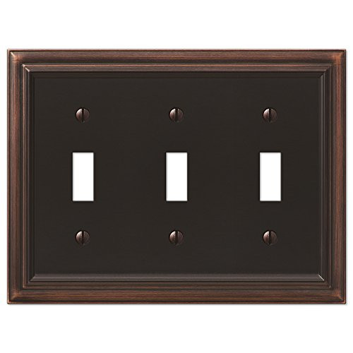 Amerelle Continental Triple Toggle Cast Metal Wallplate in Aged Bronze