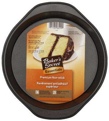 Baker'S Secret Round Cake Pan 8" X 1.46" Non Stick Gray
