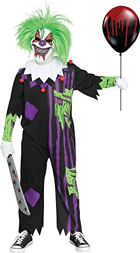 Fun World Demented Clown Costume, Medium 8-10, Multicolor