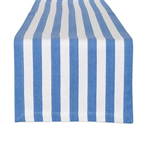DII 100% Cotton Cabana Stripe Tropical Table Runner, 13x72", Blue