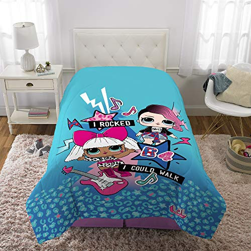 L.O.L. Surprise! Kids Bedding Super Soft Microfiber Reversible Comforter, Twin/Full 72 x 86, Blue/Pink