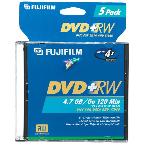 Fujifilm Media 25322075 DVD+RW 4.7GB 120 Mintes Disc 4X Jewel Storage Media - 5 Pack (Discontinued by Manufacturer)