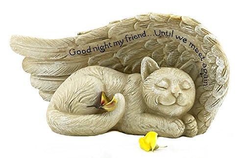 Elaan31 22823 Cat Statues Outdoor Memorial Garden Sleeping Pet Angel Wings