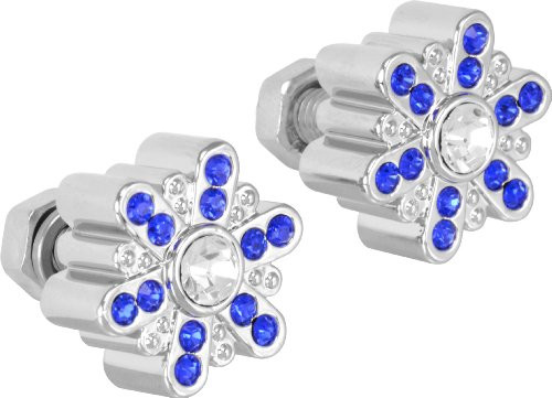 Bell Automotive 22-1-46464-8 'Blue Diamond Flower' License Plate Fastener