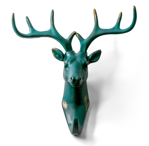 HERNGEE Deer Head Single Wall Hook / Hanger Animal shaped Coat Hat Hook Heavy Duty, Rustic, Decorative Gift , Rustic Bronze Color