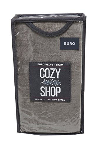 Cozy Shop 1-Euro (26in x 26in) Velvet Cotton Sham, Grey