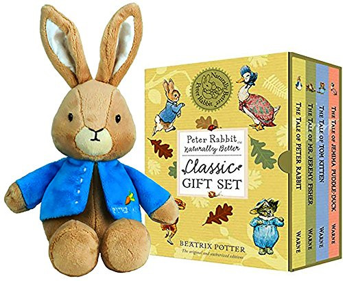 Peter Rabbit Naturally Better Classic Hardcover Books & 6.5" Classic Peter Rabbit Plush Toy Gift Set