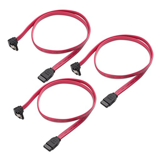 Cable Matters 3-Pack 90 Degree Right Angle SATA III 6.0 Gbps SATA Cable (SATA 3 Cable) Red - 24 Inches