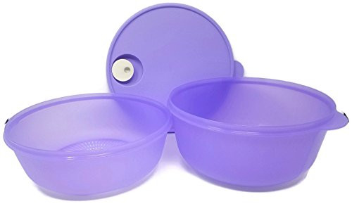 Tupperware CRYSTALWAVE Bowl + STEAMER Colander Set Microwave Family 4Qt Size NEW