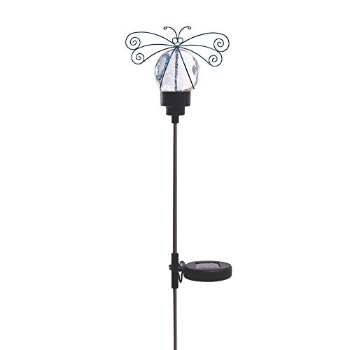 Russco III GS134493 Solar Powered Water Globe Garden Stake, Blue Dragonfly