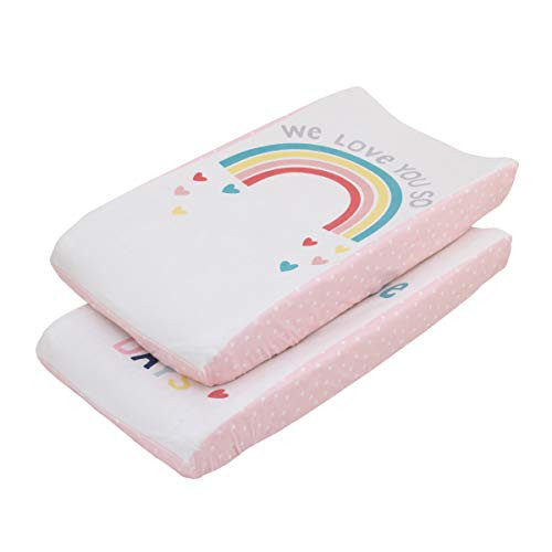 NoJo"We Love You So" Multi Color Rainbow 2 Pack Super Soft Changing Pad Covers, Orange, Pink, Yellow, Aqua