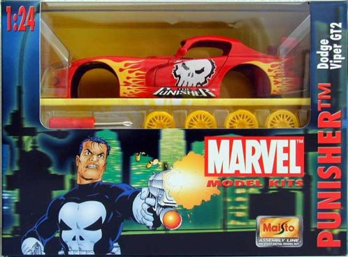 Maisto Marvel Model Kits Punisher Dodge Viper GT2 1:24 Scale Assembly Line Die Cast Metal Model Kit
