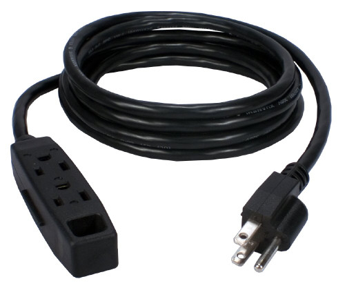 QVS PC3PX-10 10-Feet 3-Outlet 3-Prong Power Extension Cord