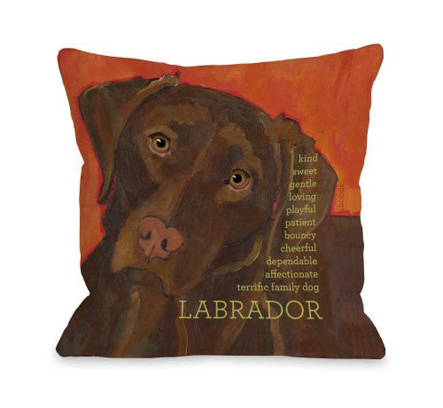 One Bella Casa Labrador 2 Throw Pillow, 16 by 16-Inch