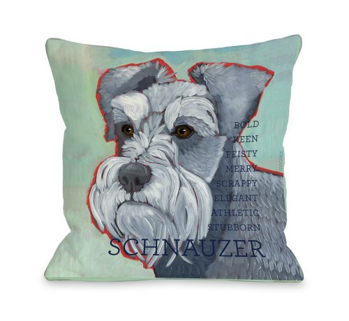 One Bella Casa Schnauzer 1 Throw Pillow, 18 by 18-Inch