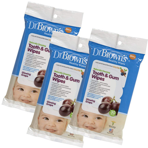 Dr. Brown's Tooth and Gum Wipes, 30 Count, 3-Pack