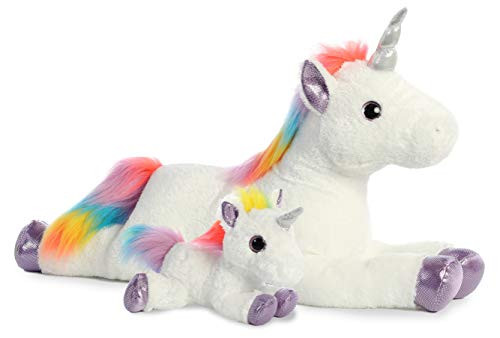 Aurora World Rainbow Unicorn Plush (Rainbow Unicorn Mommy and Me Super Flopsie)